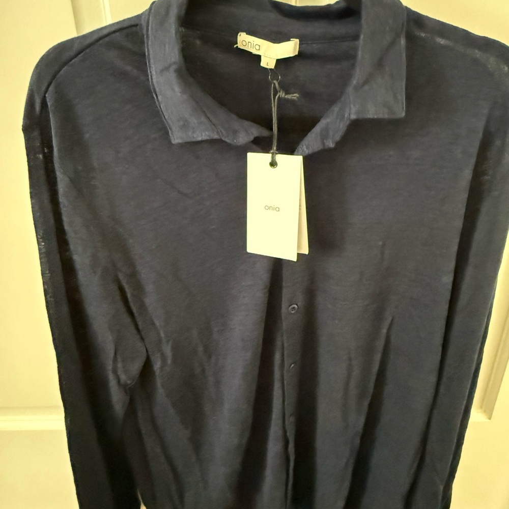 Onia Men's Casual Linen Button Down Shirt - Navy